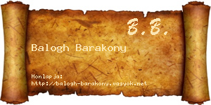 Balogh Barakony névjegykártya
